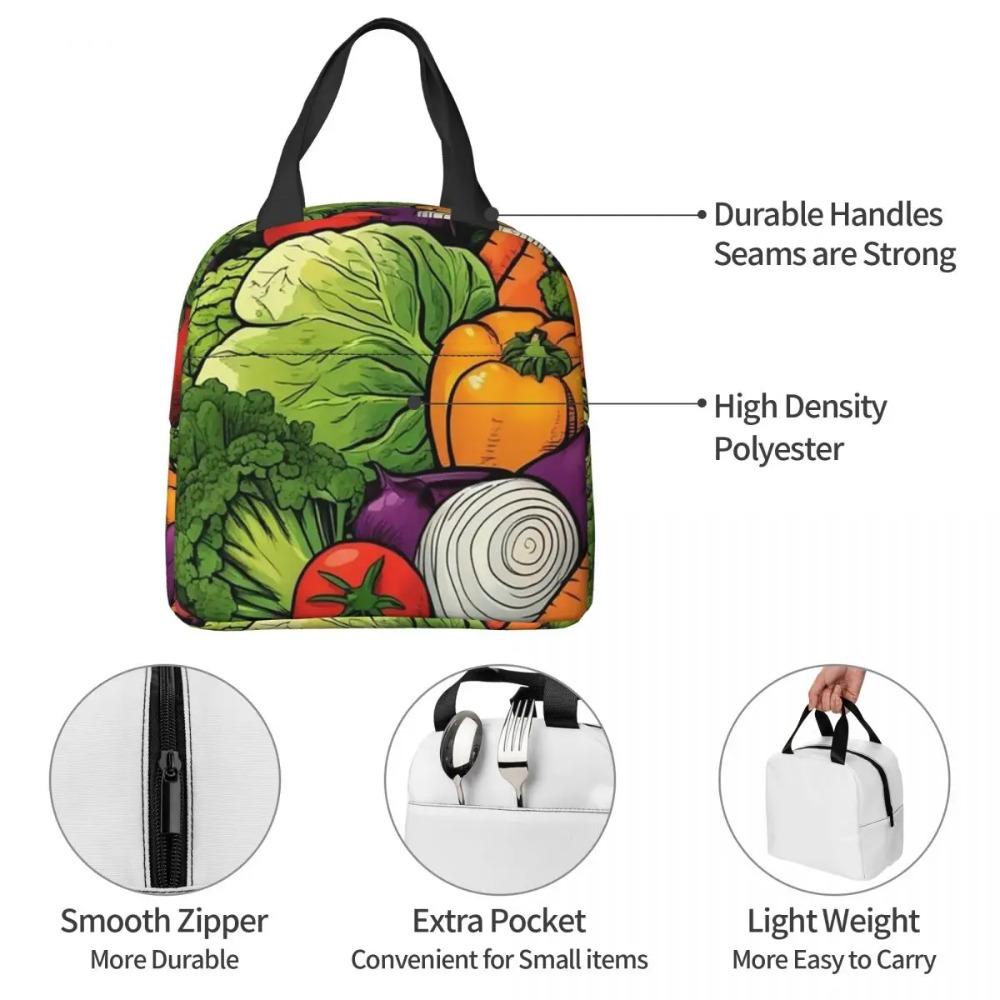 Fresh Vegetable Pattern Insulated Lunch Bag for Kids School Cooler Thermal Food Box Tote Portable Lunch Boxes Container