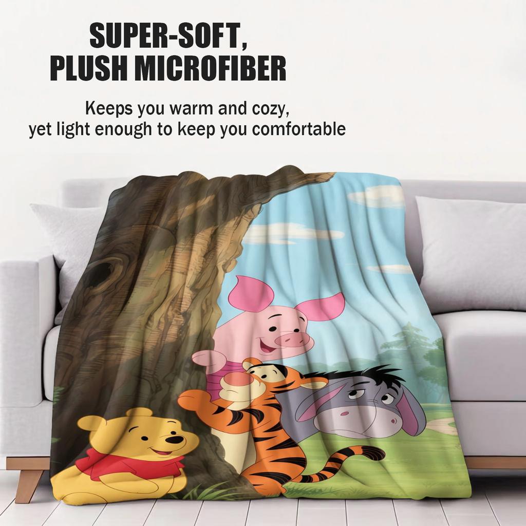 Winnie the Pooh Tigger Piglet & Eeyore Hide-and-Seek Print Blanket Soft Multifunctional Decortive Universal Throw Blankets Gift