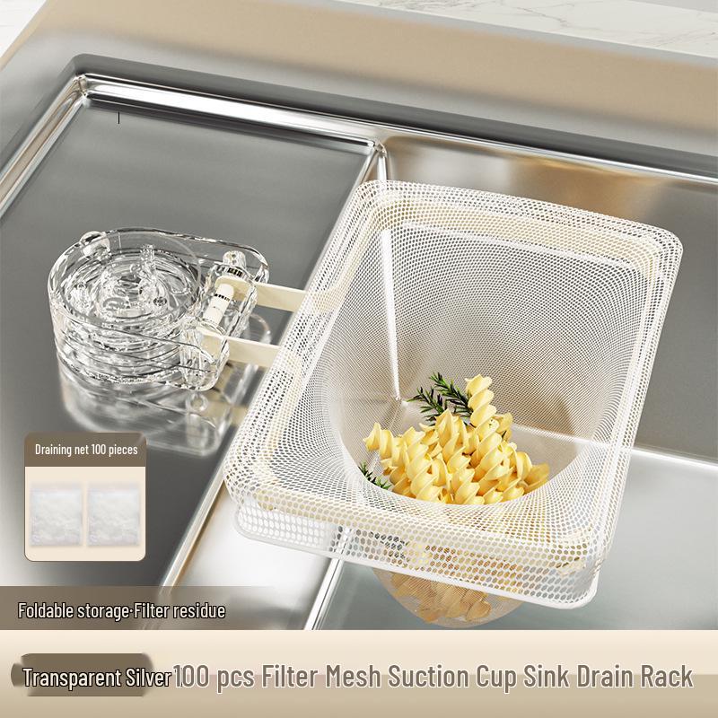 Suction Cup Kitchen Sink Filter Basket: Keeps Hands Clean, Catches Garbage, Disposable Draining Net JS