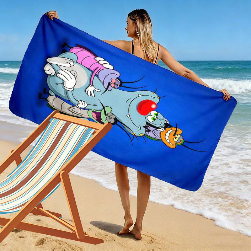 Oggy Soul Print Beach Towel, Large Soft Quick Dry Towel for Beach Camping Swimming