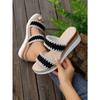 Slope Heel Thick Bottom High Heeled Slippers Women's Woven Hollow Sandals