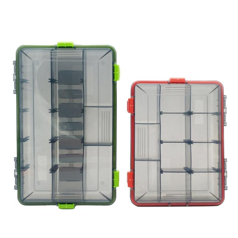 Wasserdichte Angelzubehör-Organizerbox Tackle-Einsatzbox mit verstellbaren Einsätzen Transparente Aufbewahrungsbox für Angelköder