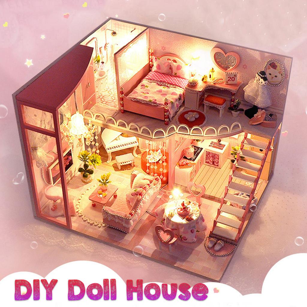 Buy DIY Mini Princess Dollhouse Girls House Wooden Furniture Kit