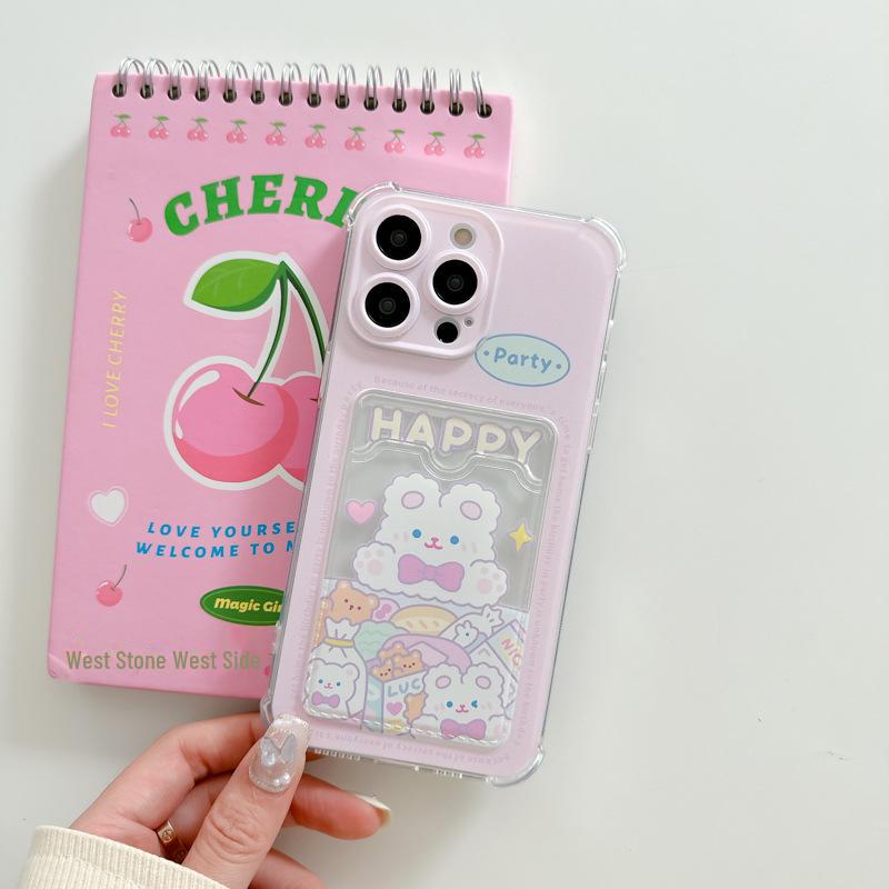 Zhitai iPhone 16 Case: 15 Pro Max/14 Pro, Rabbit Cartoon & Card Holder