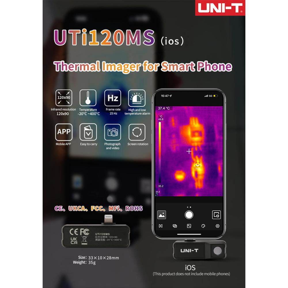 UNI-T Thermal Imager For Phone UTI120MS Thermal Imaging Camera For IOS PCB Circuit Floor Heat Detection
