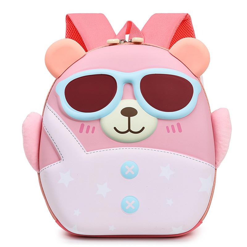 

Cartoon Sunglasses Cute Bear Shaped Hard Shell Children Backpack For Daily Use