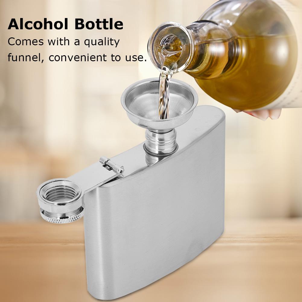 Portable Stainless Steel Wine Whiskey Flask Elegant Alcohol Bottle Cotainer with Funnel 4oz
