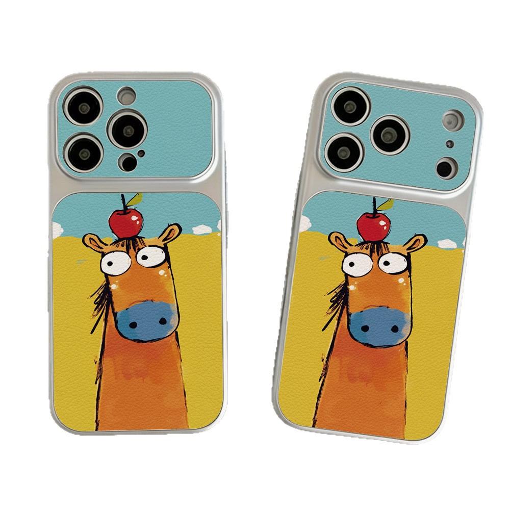 Applicable To iPhone17promax Mobile Phone Case, Anti-drop Corning Case, Apple 16 Men's and Women's All-inclusive 15 Scribbled Pony.