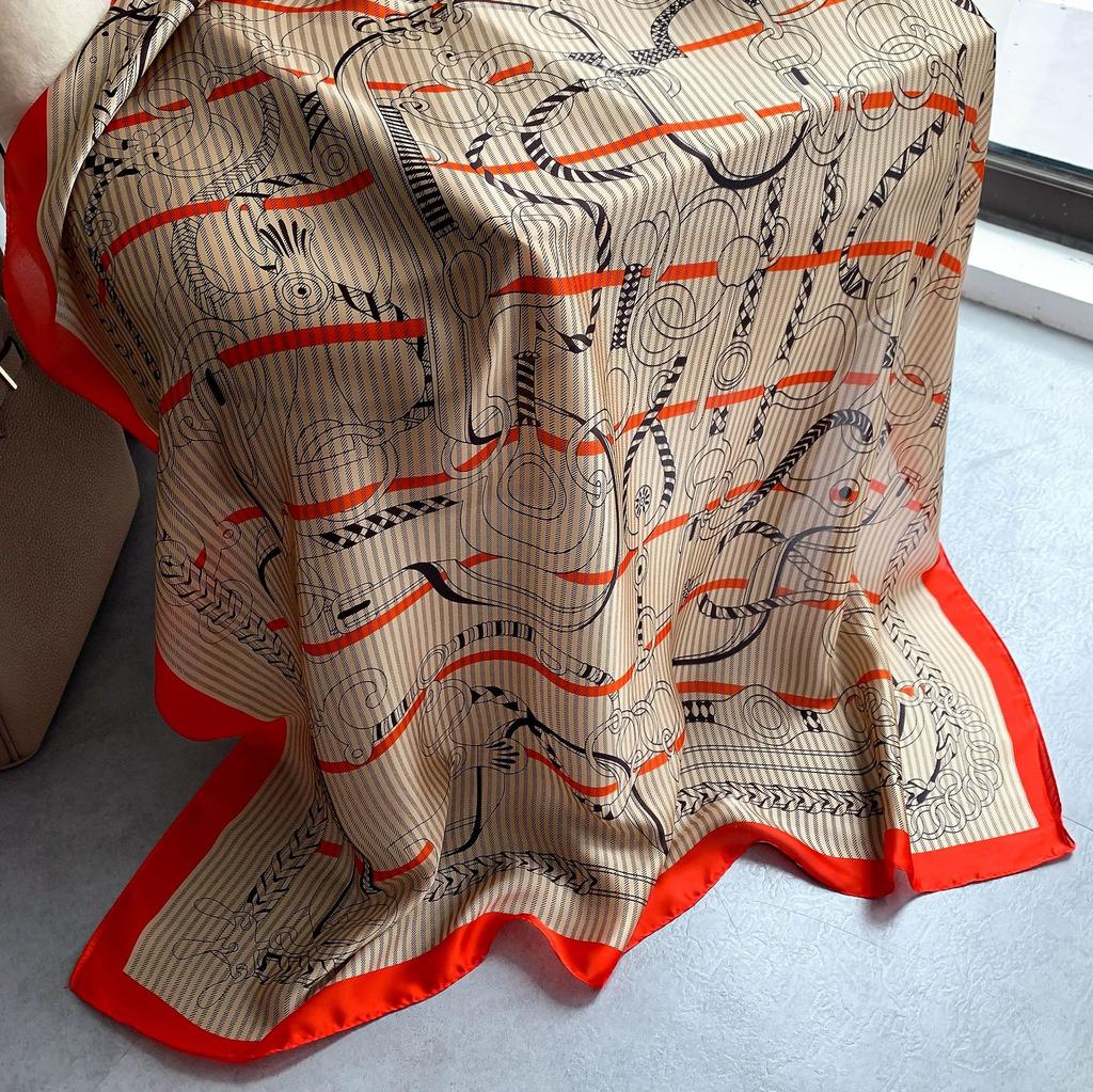 High-quality Luxurious Silk Scarves Headband Scarfs Neck Scarf For Women Chain Silk Scarf Women's Decorative Shawl