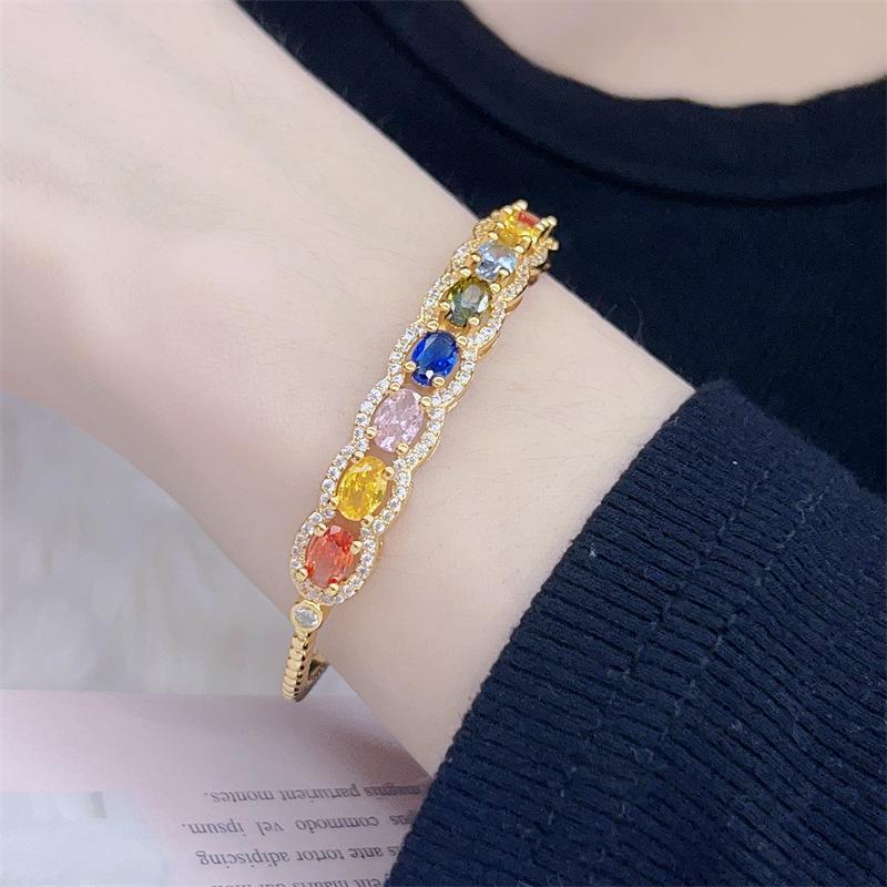 Vintage Zircon Color Bracelet - Adjustable Elegant Women s Retro Style