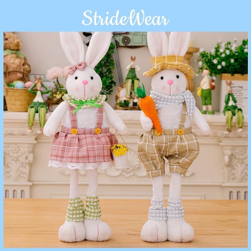 Adorable Easter Decorative Standing Rabbit Figure Stretchable Plush Doll Gift For Kids