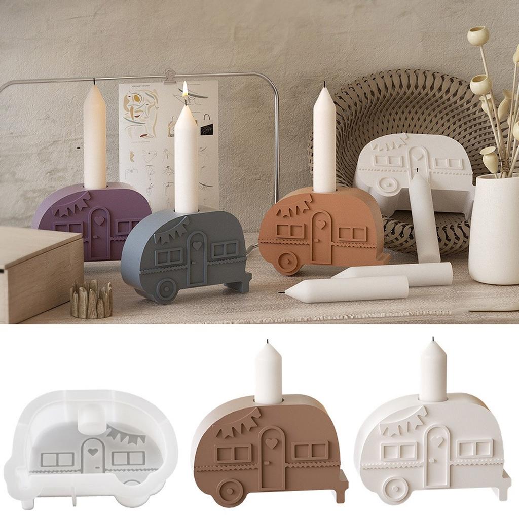 Multipurpose Silicone Candle Holder Mold Accessory for Crystal Epoxy Resin Plaster Bus Decoration Craft Supplies