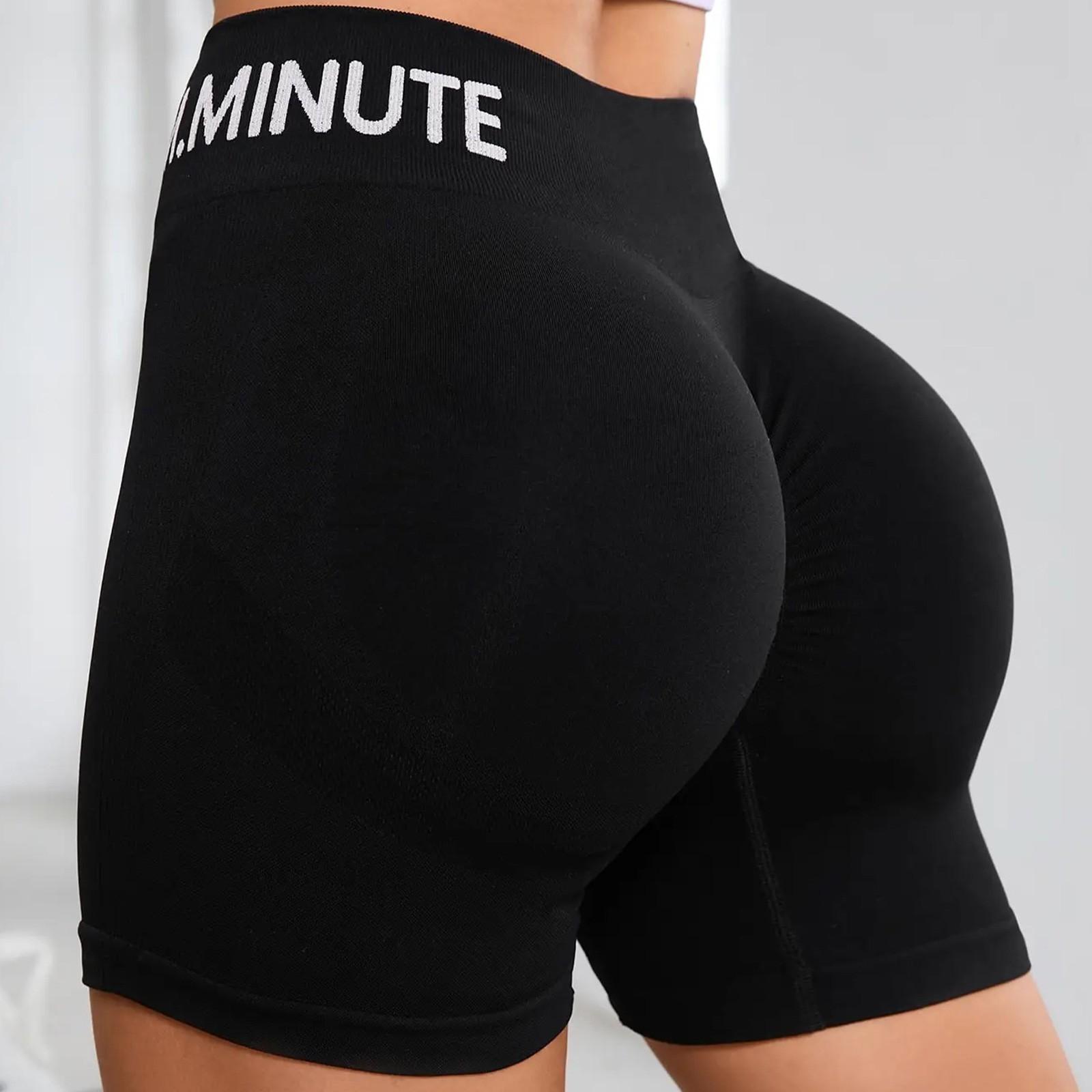 

Женские спортивные шорты с высокой талией персикового цвета, обтягивающие шорты для йоги M чёрный