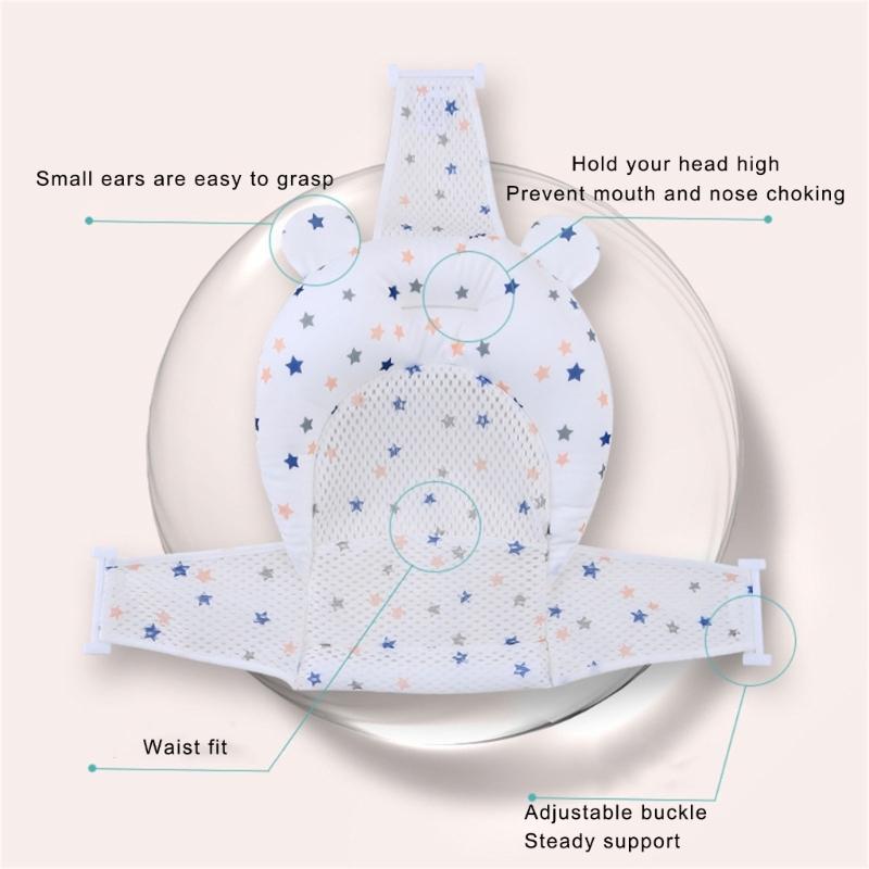 Gentle Baby Bath Support Shower Pad with Thickened Pillow Part for Head Neck and Back Stability During Bathing