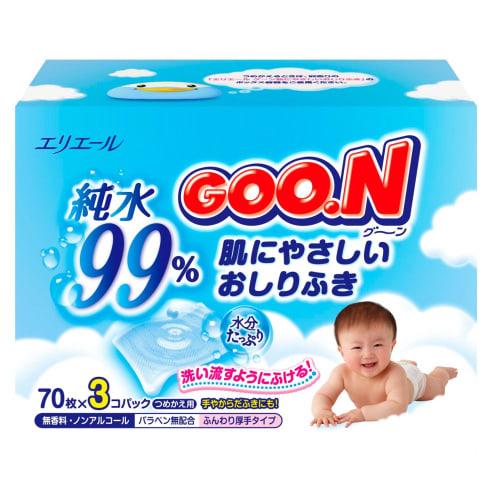 

[Refill baby wipes] Goon skin-friendly 210 sheets (70 sheets x 3 pieces)