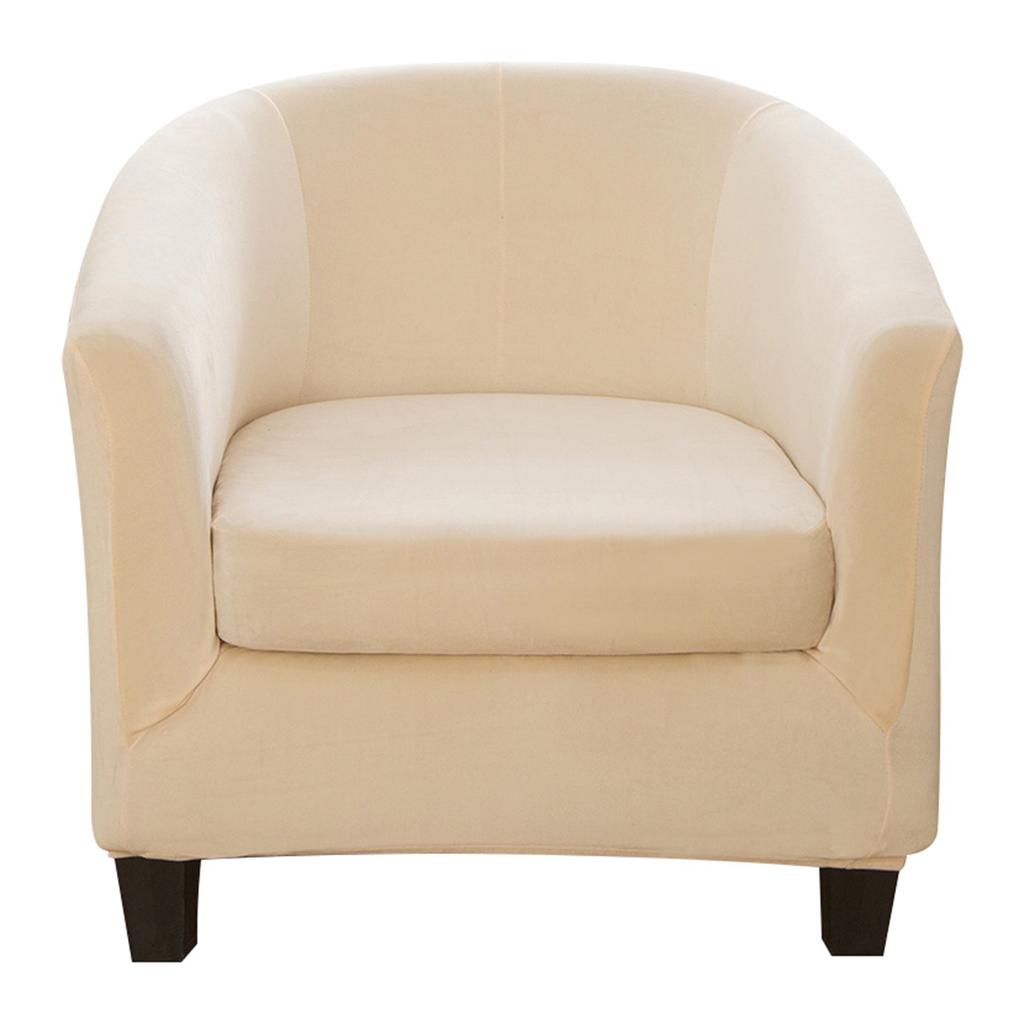 Velvet Tub Chair Slipcover Pub Club Sofa Fitted Single Armchair Covers Accent Chair Protector Stretch Barrel Chair Slipcovers