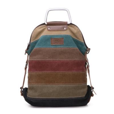 Sac à dos en toile de couleur contrastée, sacoche à bandoulière, sac à main de grande capacité, sac à dos multifonctionnel