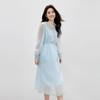 French Lace Waist-Cinched Temperament Dress