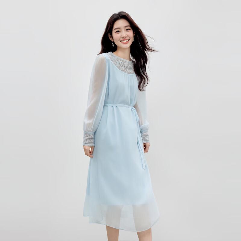 French Lace Waist-Cinched Temperament Dress