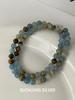 SuChuang Sterling Silver Aquamarine Beaded Necklace - Women's Simple & Versatile Design Choker.