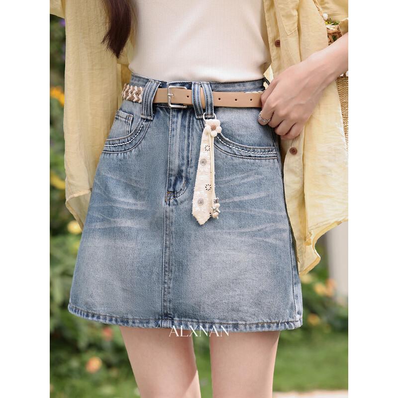 Women s Blue Denim High-Waist A-Line Skirt S