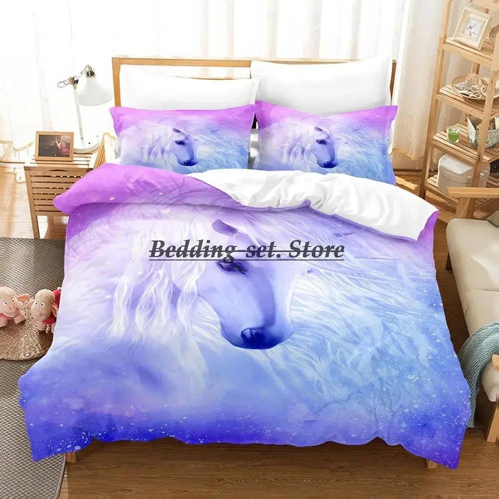 Regenbogen Pferd Einzelhorn Bettwäsche Set Einzel Twin Full Queen King Size Bett Set Aldult Kid Schlafzimmer Duvetcover Sets Bettlaken Set