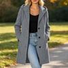 Women's Casual Hooded Single-Breasted Long Woolen Overcoat for Fall and Winter Everyday Wear