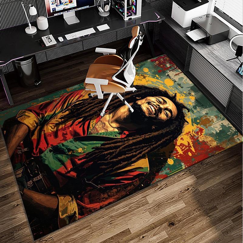 Bob music Vibrant Art Office Rug Chair Mat, Game Carpet, Suitable for Front Door, Bedroom, Living Room, Desk, Holiday Gift