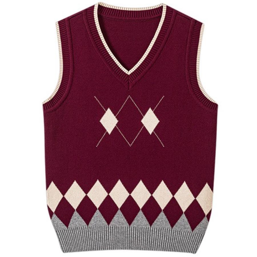 Teen Westen Kinder Strickweste Jungen & Mädchen Schuluniform Pulloverweste 100% Baumwolle V-Ausschnitt Pullover Preppy Stil Kinder Tops