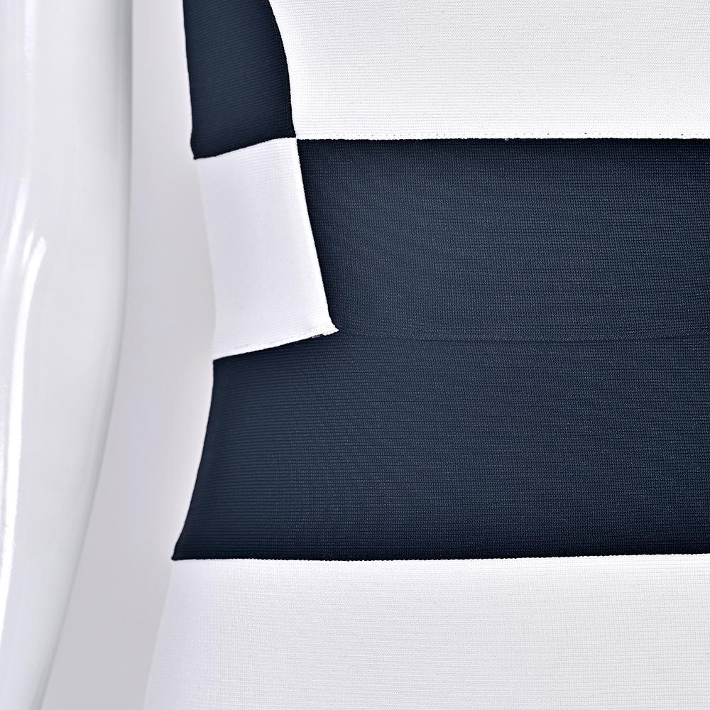Chic Black and White Geometric Striped Mini Bandage Dress - Waist-Cinching, Hip-Hugging for Dates, Parties, and Fashion Shows.