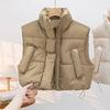 Women's Thick Warm Vest Autumn Winter Zipper Closure Loose Jacket with Pockets Windproof Stand-Up Collar Gilet for Daily Wear Dating Street Office