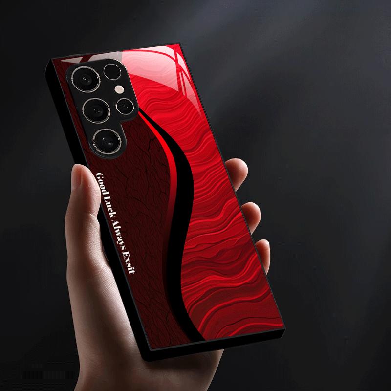 Wind red and black ripple black glass phone case suitable for Samsung Galaxy S26 S25 S24 S22 S21 S20 FE/Ultra/Plus anti drop