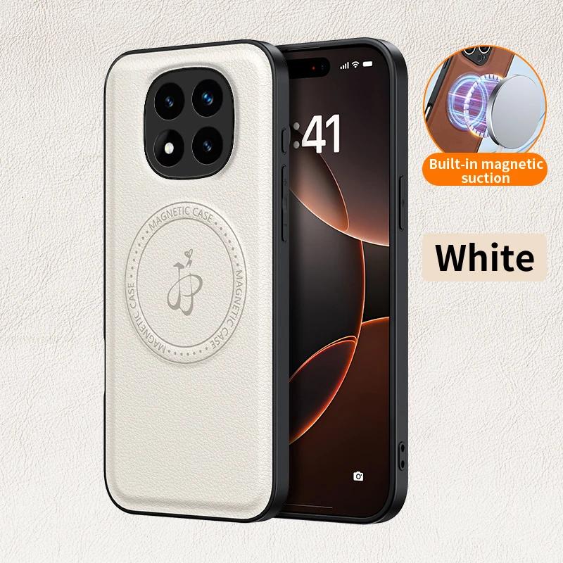 

Магнитный чехол с беспроводной зарядкой для Xiaomi Redmi Note 14 Pro 5G 14 Pro+ Plus Защитная крышка PU кожа Жесткая задняя панель Coque Redmi Note 14 Pro+ 5G (Global) белый