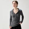 Women's Elegant Ribbed Cashmere Pullover - Slim Fit, Hooded, Solid Color, Autumn 2026 Collection.