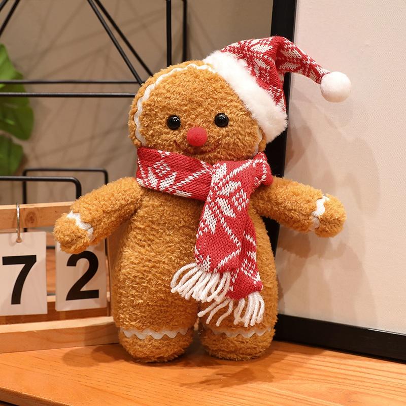 Lovely Gingerbread Man Plush Toys Kawaii Christmas Gingerbread Plushie Dolls Stuffed Soft Toy For Birthday Party Decor