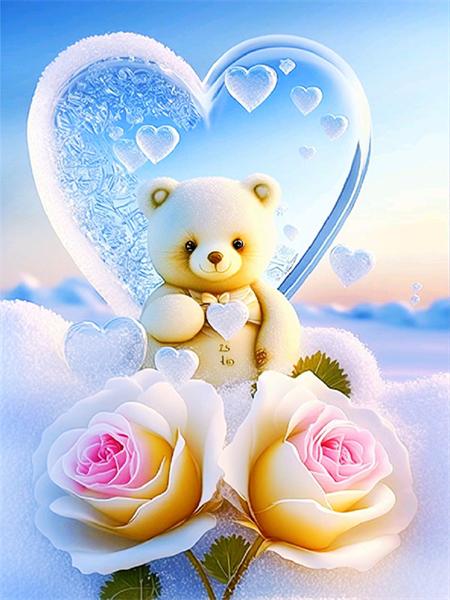 Diamond Painting Set Bear Heart Full Square/Round Embroidery Mosaic Animal Handmade Gift Home Decor