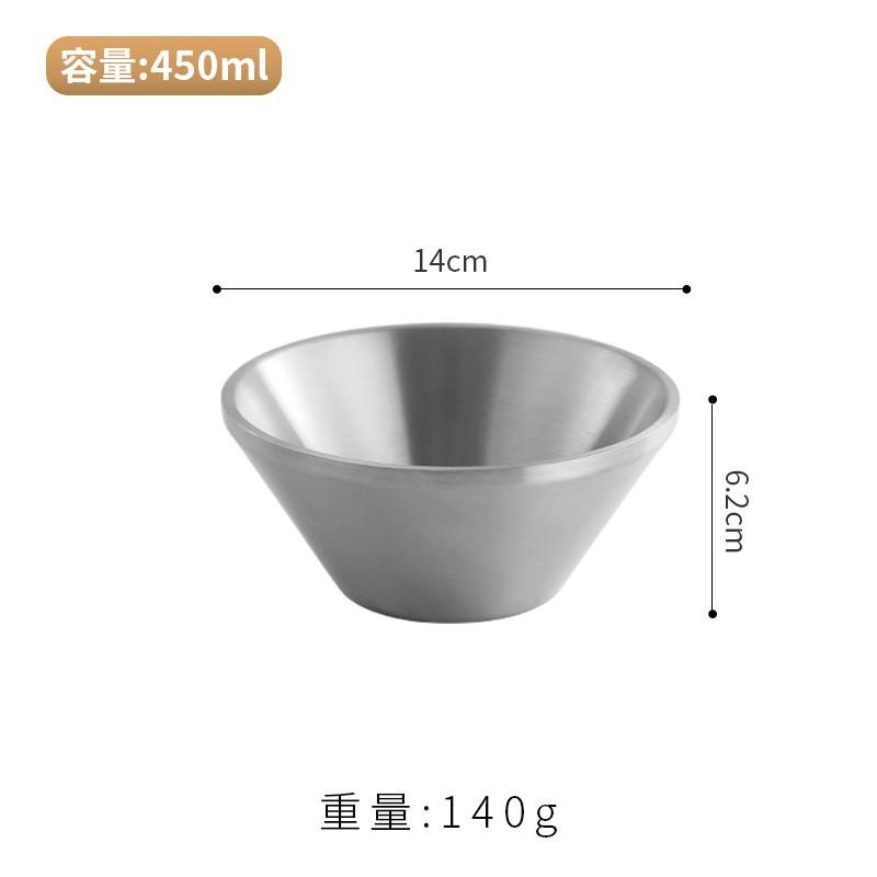 Doppelschichtige Salatschüssel aus Edelstahl 304, dicke, verbrühungshemmende V-förmige Ramen-Nudel-Reisschüsseln, Küchenutensilien