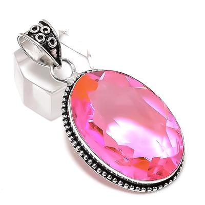 Pink Kunzite Gemstone Handmade 925 Sterling Silver Jewelry Pendant 2.09" F3g35