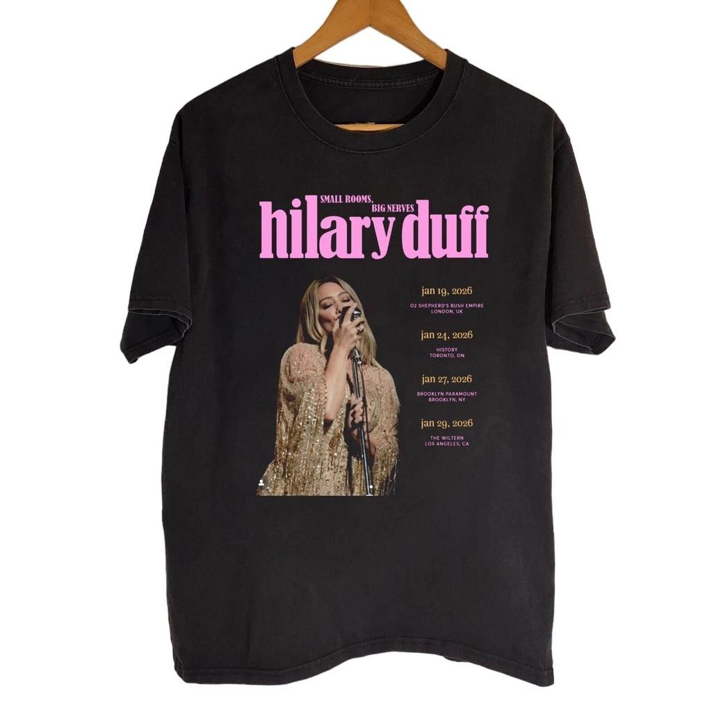 Nieuw Zeldzaam Hilary Duff Op Tour in 2026 Zwart S tot 5XL Unisex Shirt SN681
