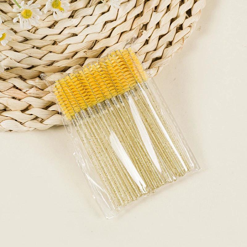 50 Pièces Brosses Jetables pour Extensions de Cils Sourcils Cils Goupillons Baguettes de Mascara Avec Étui de Rangement Outils de Maquillage de Beauté