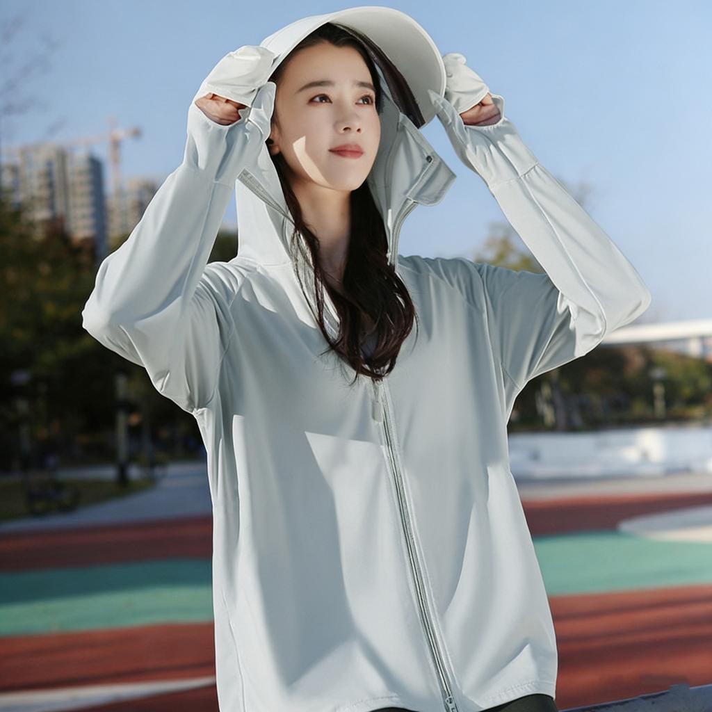 UPF10 + Sunscreen Clothing Women's Summer 1011 New UV Protection Ice Silk Large Size Cycling Sunscreen Clothing Breathable Thin