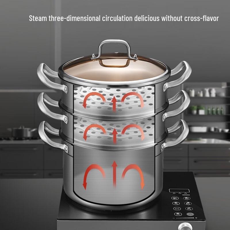 Kambach 3-Layer 304 Stainless Steel Steamer Pot