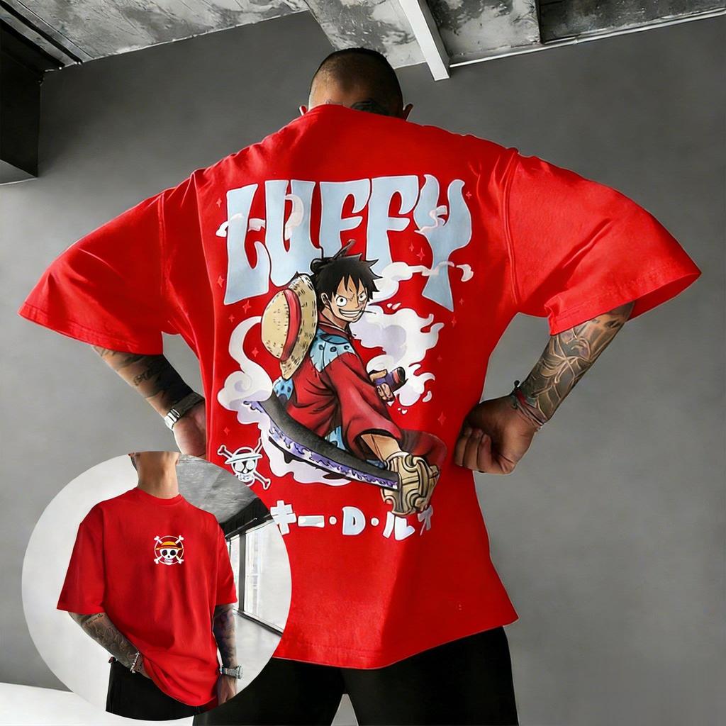 Monkey D Luffy One Piece TShirt Men Summer Wano Country Character Graphic Short Sleeve Streetwear Loose Fit Anime Fan Tee