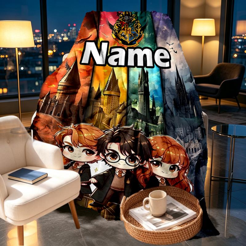 Custom Name Personalized movie Potter Print Blankets, Home Decor, Bedroom, Sofa, Camping, Couch, Gifts for Birthday Christmas