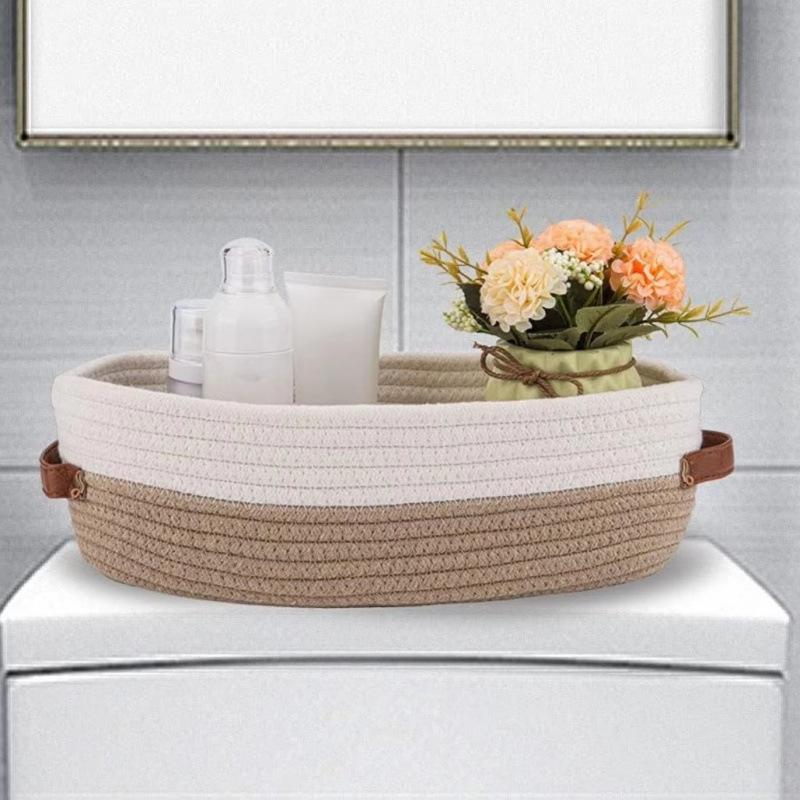 Cotton Rope Woven Storage Basket Desktop Organizer Household Cosmetic Snack Storage Box