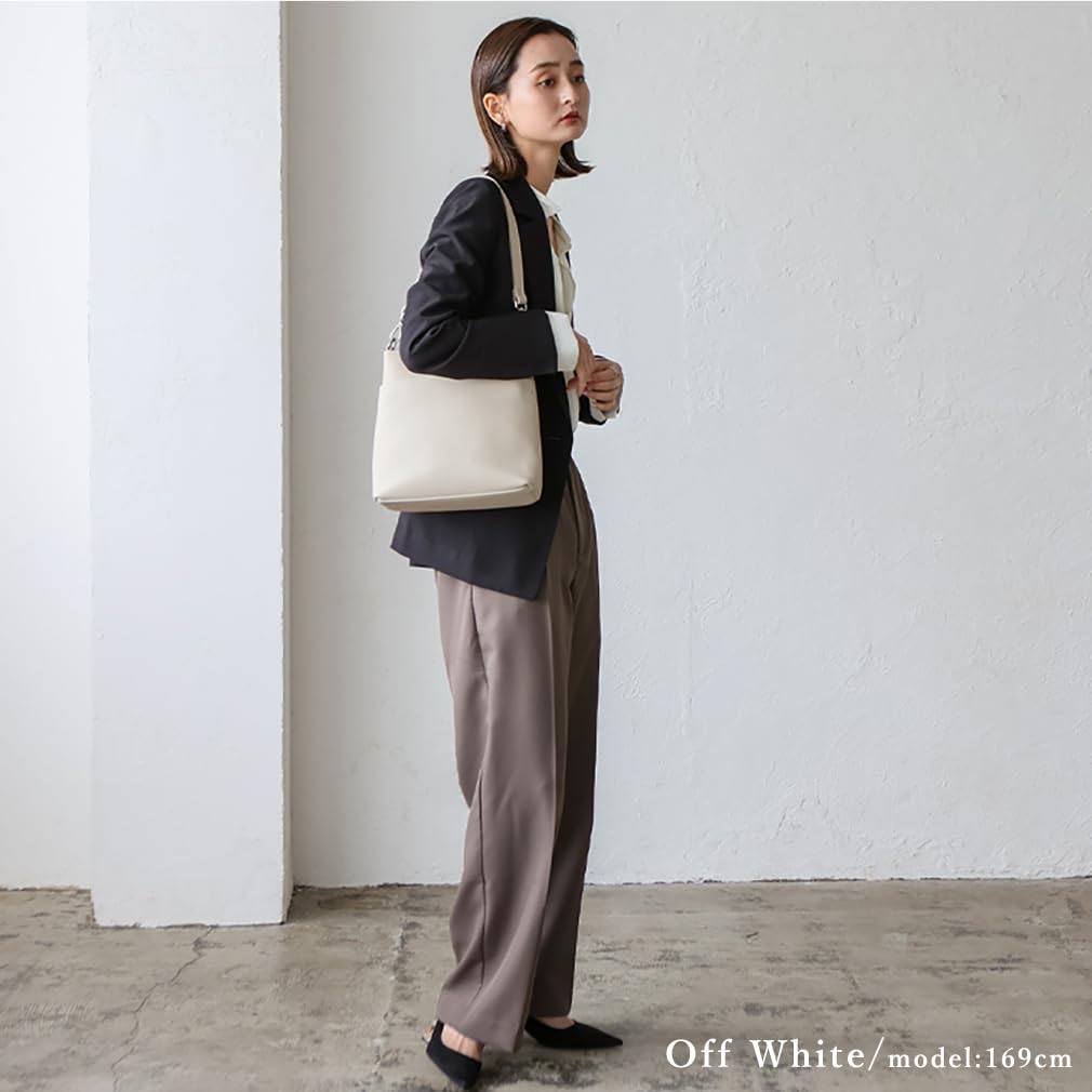 VITAFELICE Genuine Leather Shoulder Bag with Front Pocket Women's 2-Way (sib-20058n) (Off White)
