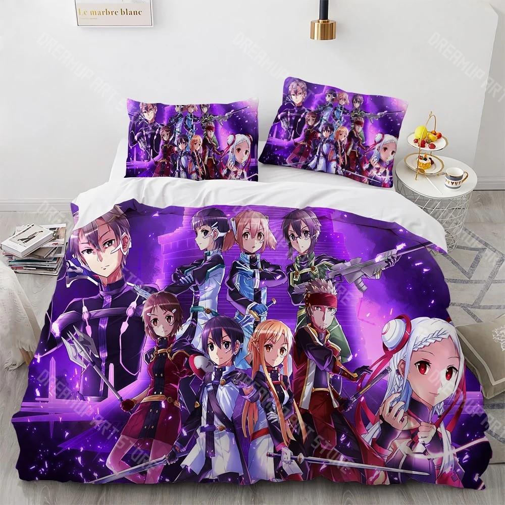 3D Printed Sword Art Online SAO Kirito Asuna Bedding Set for Boys Girls Duvet Cover Twin Queen King Full Single Double Sizes