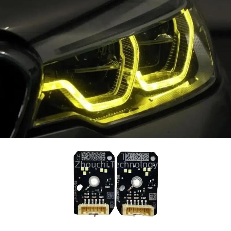 Red Blue Yellow DRL LED Boards Set For 18-20 BMW G30 G38 F90 M5 G31 G32 GT US EU Spec Adaptive LED Onwards Daytime Headlight Yellow Lemon