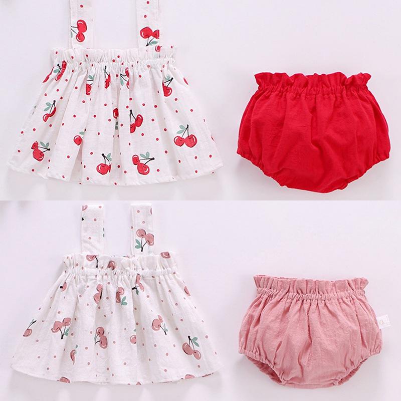 Baby Summer Skirt Bag Fart-wrapped Pants Suit Baby Floral Suspender Skirt Shorts Two-piece Sets