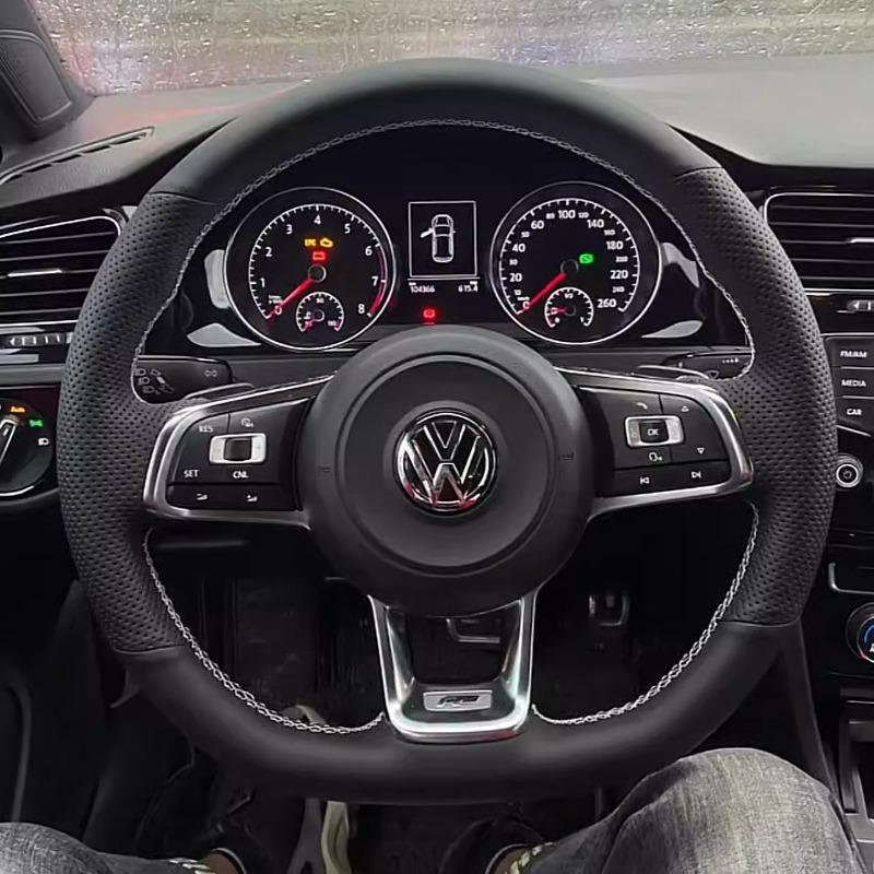

Плетена Натуральна Шкіра Чохол на Кермо Автомобіля для Volkswagen VW Golf R MK7 Golf 7 GTI VW Polo Scirocco 14-16 DIY Інтер єр Автомобіля